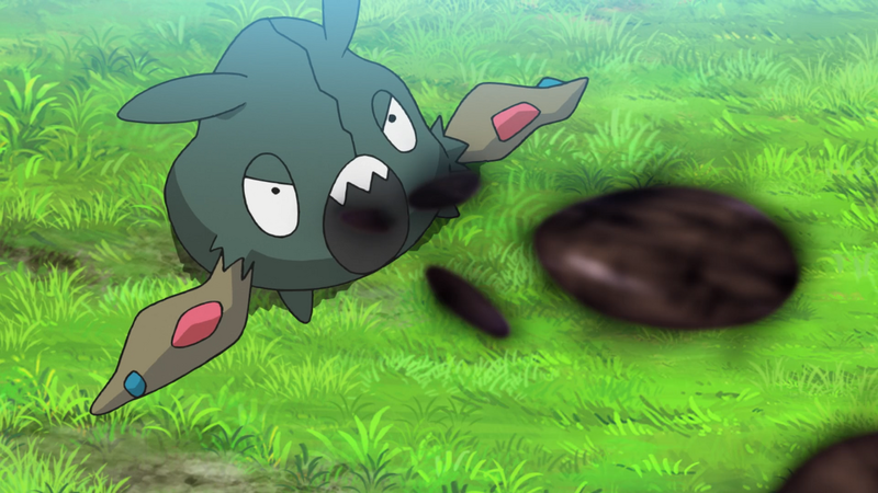 File:Pokémon hunter Trubbish Sludge Bomb.png